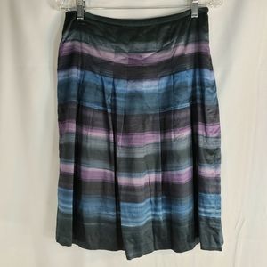 Loft Multi Horizontal Striped Cotton Lined Knee Length Full Skirt Size 4